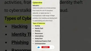 Brief Explanation of cyber crime and its Types #cybercrime #types