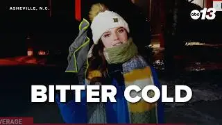 Reporter shows just how cold it is in western North Carolina