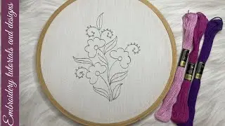 Simple & easy beginner friendly back stitch frilled flower embroidery for cushions,sarees&Kurtis