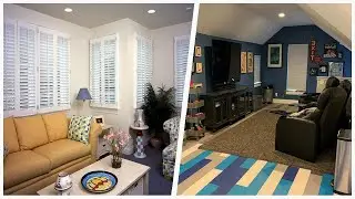 75 Mid-sized Blue Floor Family Room Design Ideas You'll Love 🔴