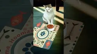 🐾 Whimsical Pet Food Mat | Fun 'Feed Me Hooman' Design | Non-Slip Placemat for Dogs & Cats!
