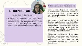 Injusti&ccedil;as epist&ecirc;micas e silenciamento
