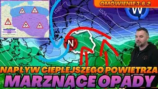 Napływ cieplejszego powietrza. Niż przyniesie intensywne opady śniegu i opady marznące. Omówienie