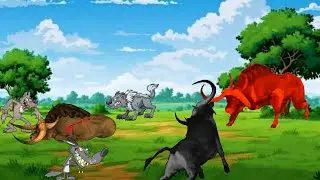 Enemy bulls and cunning wolves - Simba the lion cartoon - Jungle animal stories