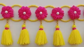 Woolen Flower Wall Hanging Making at Home | Easy Tassel Door Hanging Craft | Nimraartvlog