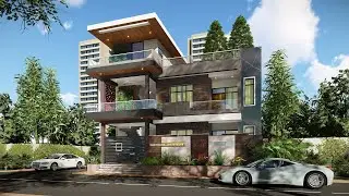 5bhk modern house design for corner plot 35x60 feet plot area