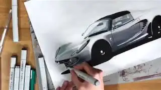 【車絵】【Car Drawing 】 Lotus Elise Drawing 車イラスト