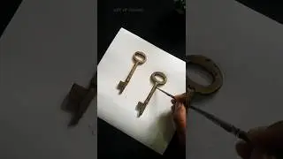 Key Drawing 🗝️🗝️ |  How To Draw Realistic 3D Key #shorts #key  #3d #art