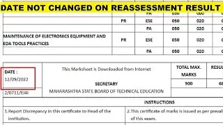 Date not yet changed on MSBTE fy and sy reassessment result |  MSBTE reassessment result