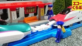 プラレール 新幹線のE5系はやぶさ＆E6系こまちが連結！子供向けおもちゃ動画 Plarail echoechoclub