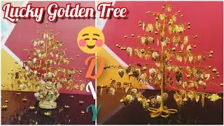 How To Make LUCKY Golden Tree Showpiece With Easy Steps| DIY Wire Tree Making | #GoldenTree | Tree