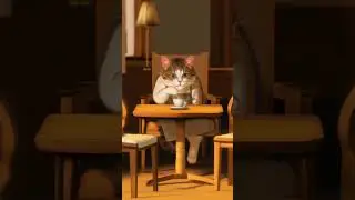 a cat is drinking coffee #shorts #kopisehat #funny