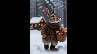 Big rabbit pig and puppy eating vegetables soup in winter#ai #funny #video #cute #viral #rabbit