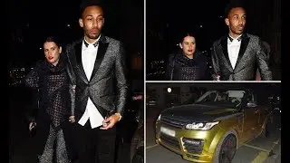 Aubameyang pictured leaving restaurant in gold Range Rover