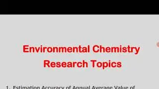 Environmental Chemistry Research Topics