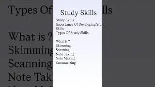 Study Skills & Importance Of Developing Study Skills Explanation In Malayalam