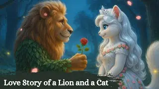 Fairy Tale Love Story of a Lion and a Beautiful White Cat | Love Story of Lion and Cat