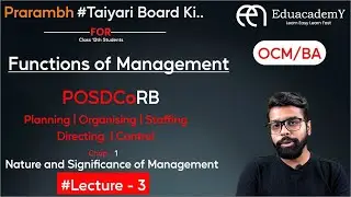 Functions of Management | Planning, Organizing, Staffing, Directing, Control |  Class12 | OCM/BA