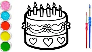 How to Draw Cute Cake Drawing, Painting and Coloring for kids & toddlers_ Child Art 🎨🌈