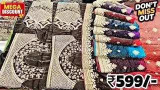 Hyderabad Wholesale RAMZAN SPECIAL BRIDAL WORK SAREES ₹599/- Fandy Silk Sarees Tissue Organza Sarees