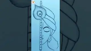 Krishna half face drawing #shorts