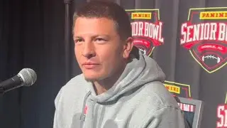Diego Pavia Senior Bowl interview on media day in Mobile. Vanderbilt quarterback nfl draft