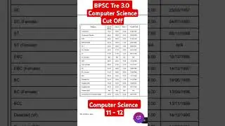 BPSC Tre 3.0 Computer Science Cut off | BPSC Tre 3.0 Computer Science 11-12 cut off