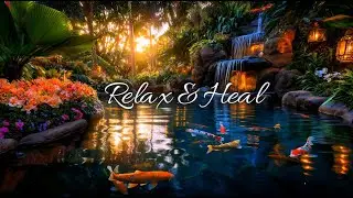 Cellular-Level Relaxation 🌸 Deep Healing Music | Waterfall Spa Ambience & Koi Pond
