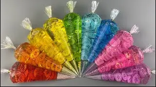 Making Beautiful Colorful Buttons Clear Slime With Piping Bags | Super Satisfying Slime Video #0360 