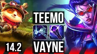 TEEMO vs VAYNE (TOP) | 12/1/2, 7 solo kills, Legendary | KR Diamond | 14.2
