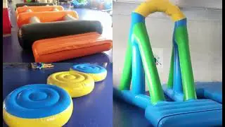 Inflatable floating obstacle swing tower water slide for river lake and sea