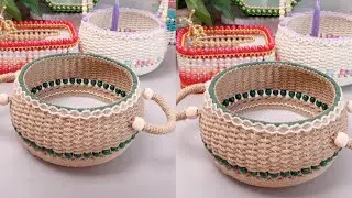 DIY Craft Ideas Tutorial Jute Rope Hand Woven Storage Basket | Hemp Rope To Making Basket 