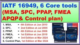 IATF 16949, 6 Core tools MSA, SPC, PPAP, FMEA APQP& Control plan