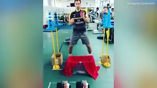 Arsenal goalkeeper Petr Cech shows off his reaction training times
