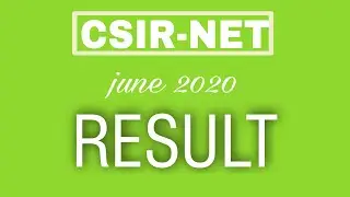 CSIR-NET JUNE 2020 RESULT OUT