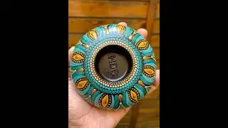 Ocean Glow-A pop of turquoise,a hint of gold #art #tealightholder #mandala #blissfulldots #barcelona