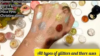 All types of glitters || PART 1|| pressed glitters ||parlour secret glitters ||how to apply glitters
