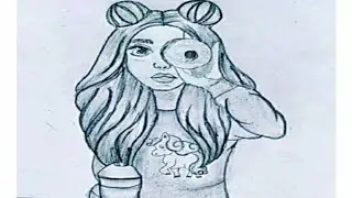 How to draw a girl drawing with summer drink | easy pencil drawing tutorial