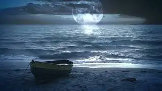 Sleep Music With Ocean  &ndash; Relaxing Blue Screen Scene &ndash; Ocean and Full Moon