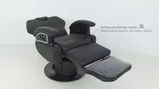 Heavy Duty Electric Black Leather Men's Hair Salon Retro Reclining Premium Barber Shop Chair