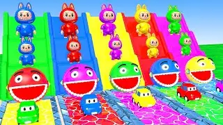 Long Slide Game With Labubu Zimomo Mokoko Pato Pippo Bayby Three 3d Animal Game Funny 3d Animals