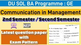 Communication in Management BA Prog GE 2nd semester question paper du sol #genericelective #solexam