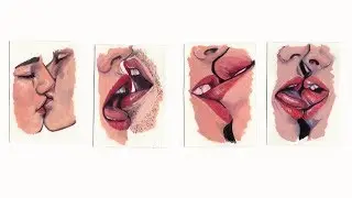 painting some smooches // GOUACHE // Feb Artist Trading Cards
