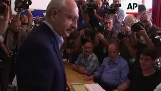 Leader of Turkey's main opposition CHP party votes in critical elections