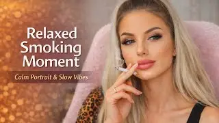 Relaxed Blonde Smoking  Calm Close-Up & Slow Mood