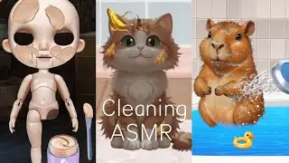 Deep cleaning ASMR 😍| Cleaning cat, doll, squirrel😺🪆🐿️| Zesh gaming 🎮