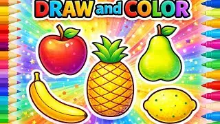 Draw and Color Fruits | Easy Coloring for Kids | Fun Art Activity