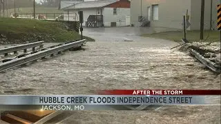 Creek overflows causing flooding in Jackson, Mo.