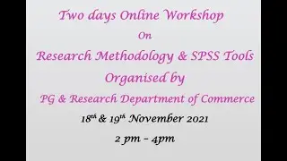 Research Methodology & SPSS Tools (Part II) | Department of Commerce BHC | 19 November 2021 |