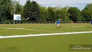 Young phenom kid Kian Paidar at his american football training 2017 at the Berlin Bears Homefield